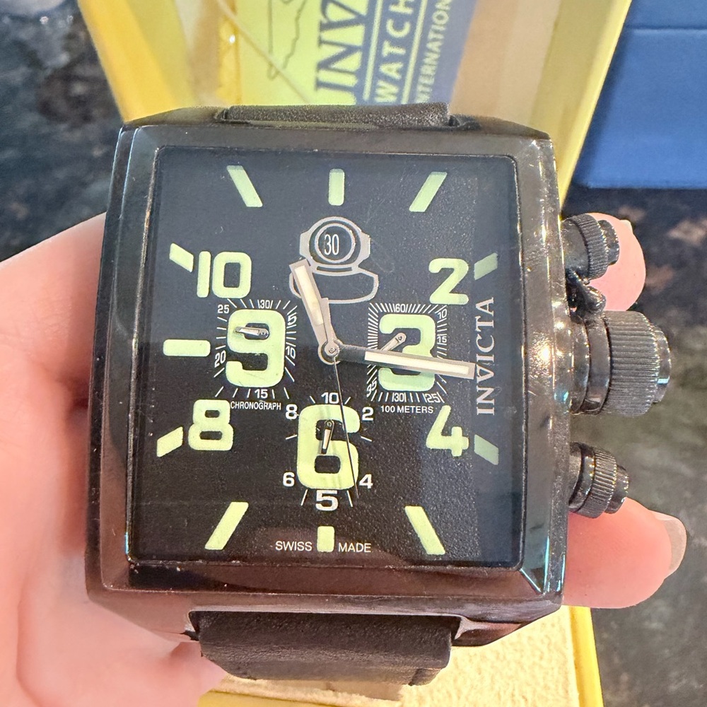Invicta Black and Yellow Square Dial Watch